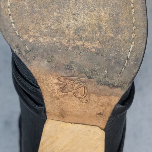 Zero + Maria Cornejo Dea Black Leather Harness Ankle Boots Wooden Clog, Size 39 - Picture 10 of 11